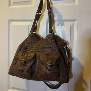 ABACO  made in France rustic lBrown Leather Medium Satchel/Shoulder Bag